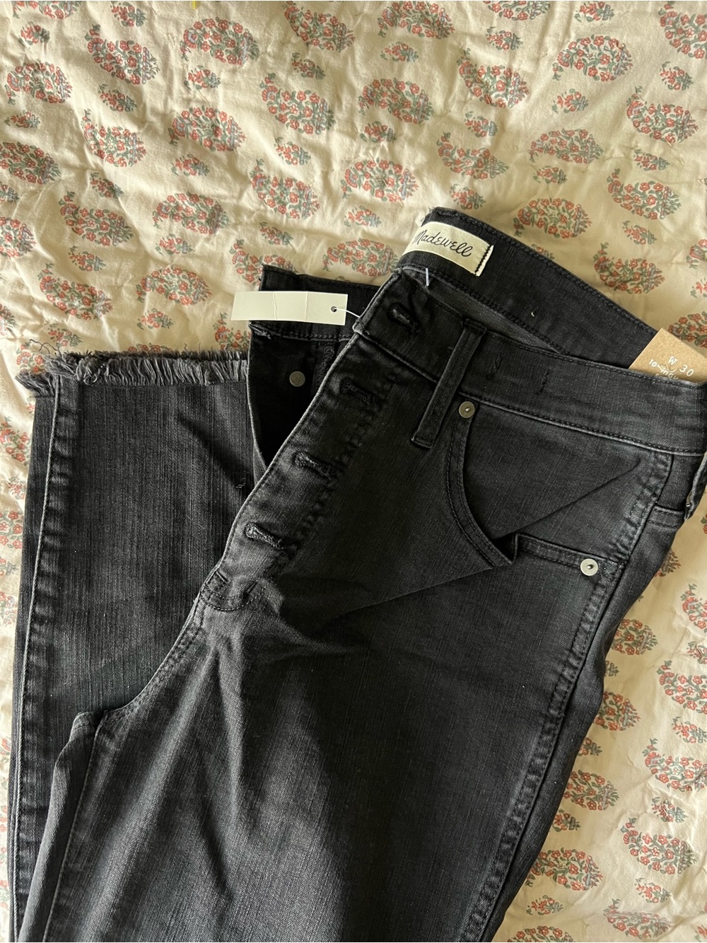 Madewell Black High-Rise Skinny Jeans with Raw Hem